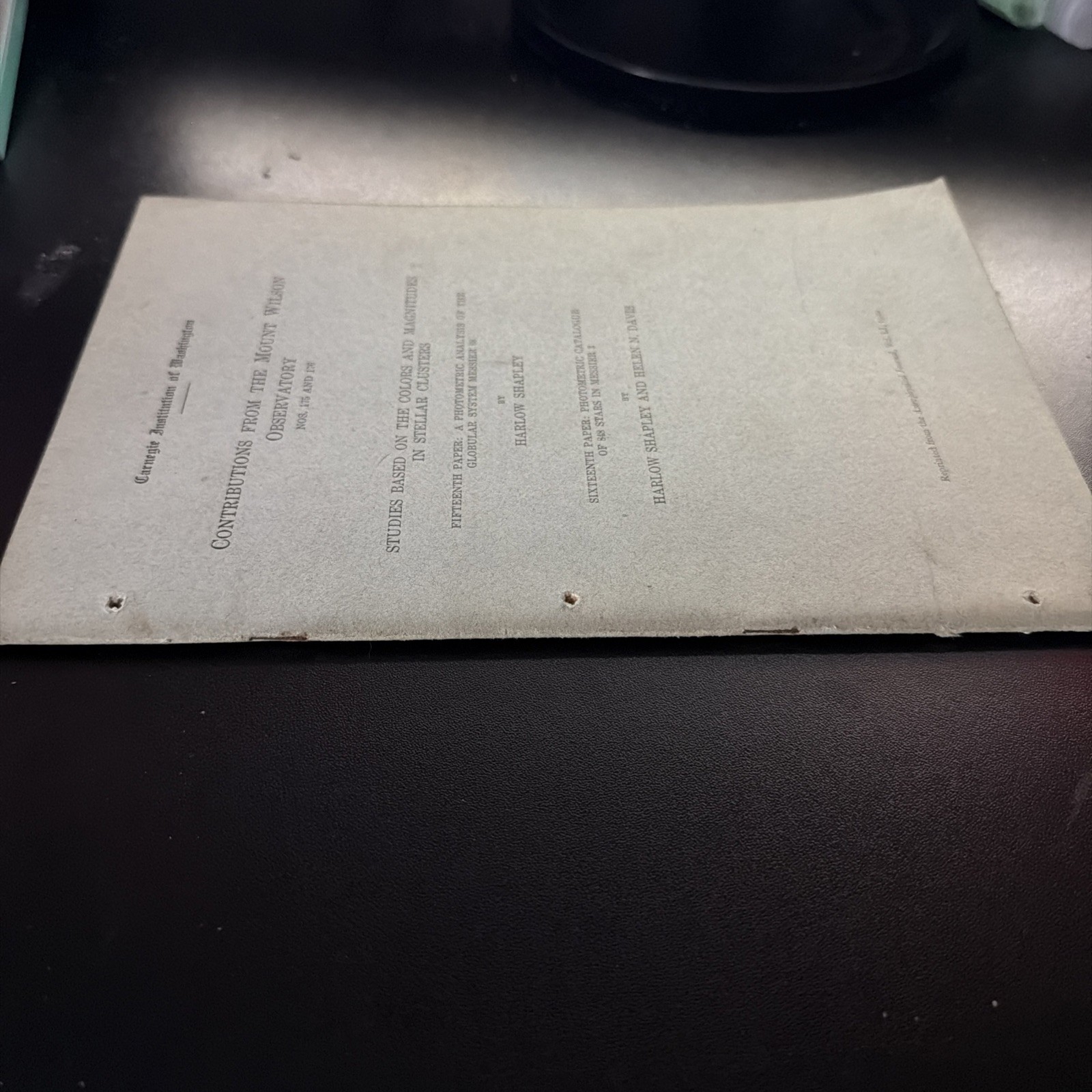 1920 Contributions From Mount Wilson Observatory Colors & Magnitudes Booklet