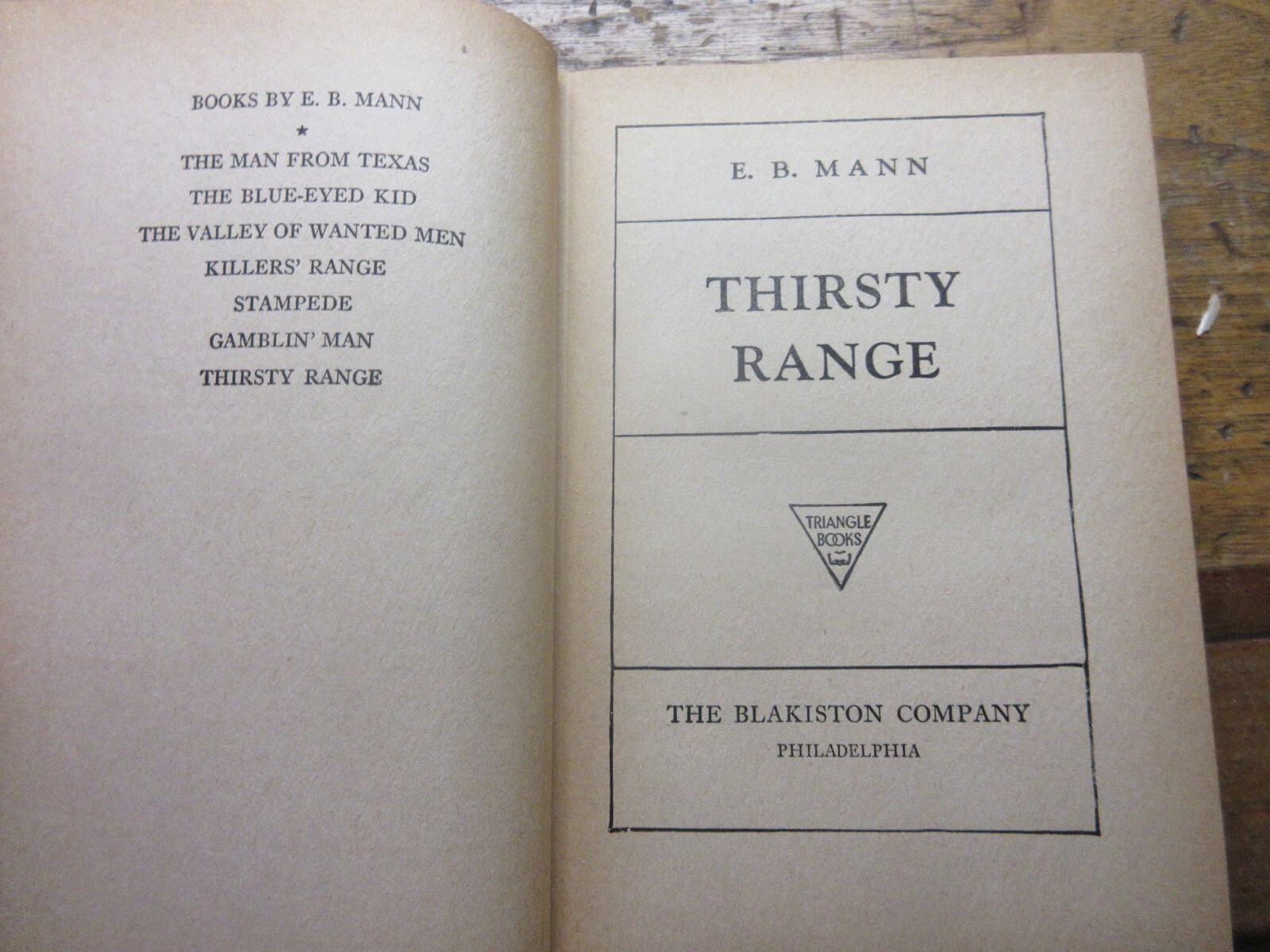 1935 Thirsty Range E.B. MANN Western CATTLE RANGES Dust Jacket DJ