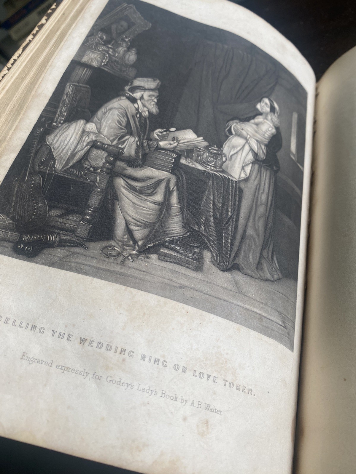 1854 Jan-June GODEY’S LADY’S BOOK HARDCOVER WOMEN’S FASHION COLOR ENGRAVINGS