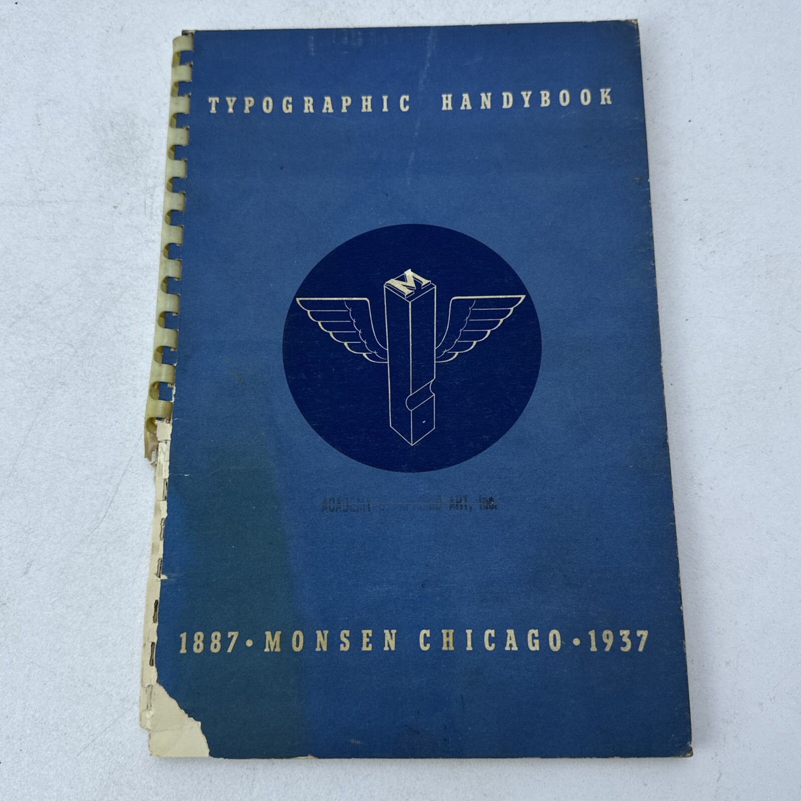 Vintage Monsen Chicago Typographic Handybook 1887 – 1937 Spiral Bound As Is