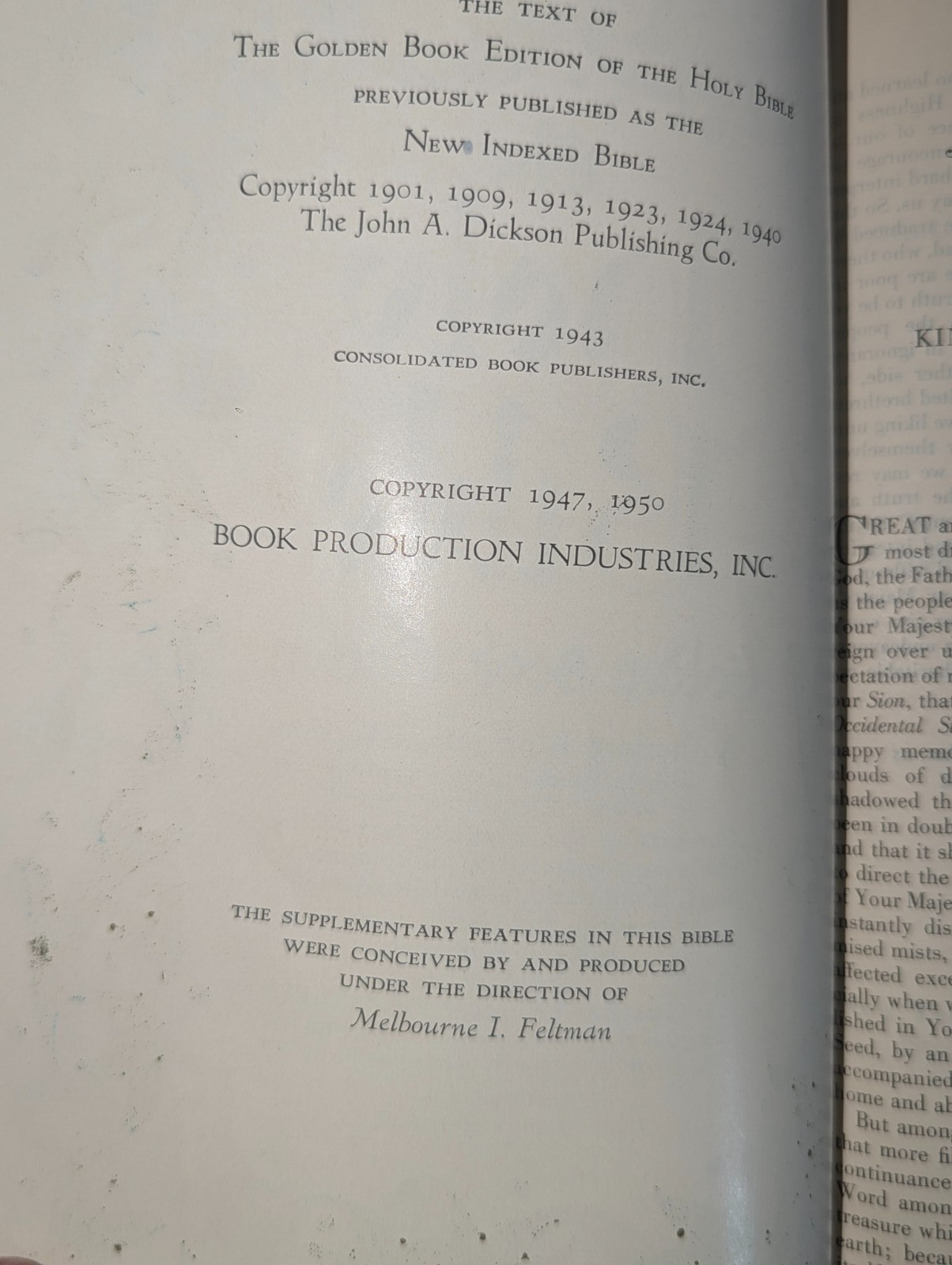 Vintage KJV Holy Bible 1950 King James Golden Book Edition 1950 Embossed Leather