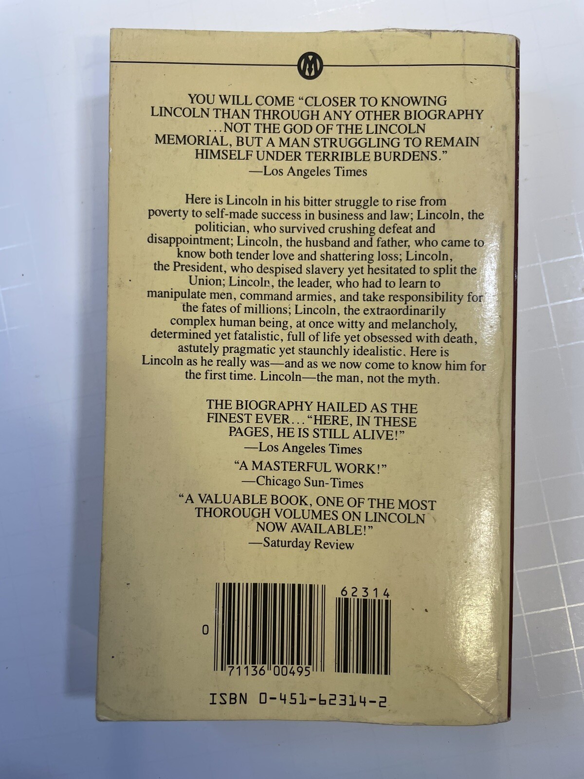 WITH MALICE TOWARD NONE : THE LIFE OF ABRAHAM LINCOLN Stephen B. Oates 1978 PB