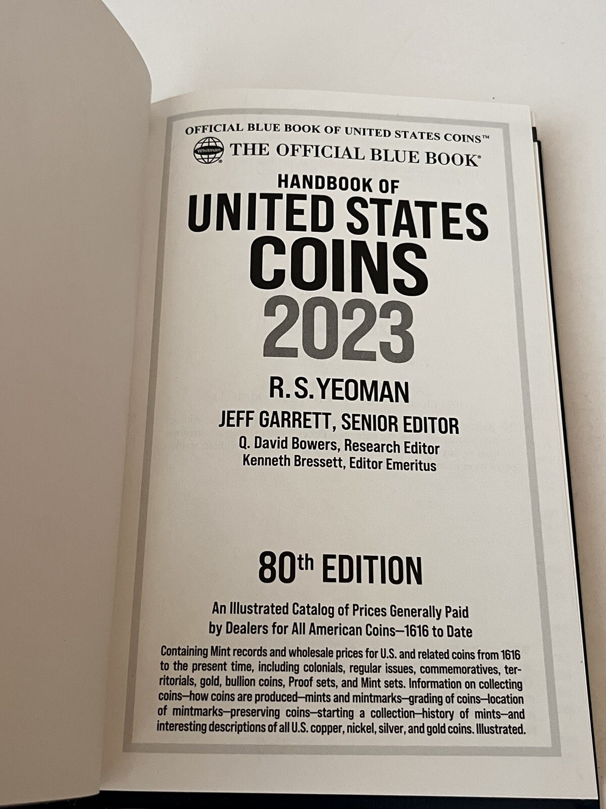 Handbook of United States Coins 2023 (Blue Book) Hardcover 80th Edition