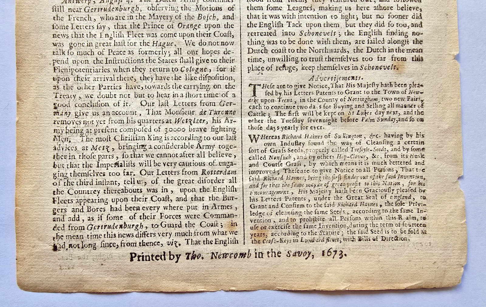 The London Gazette Issue #803 July 28-31, 1673! Over 350 Years Old!