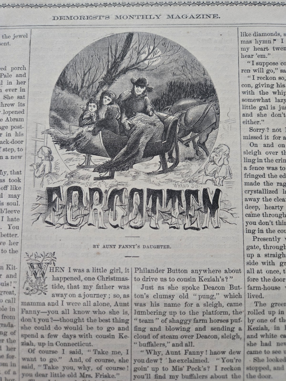 Demorest’s Monthly Magazine Dec 1868 FASHION LITERATURE ART & ADS