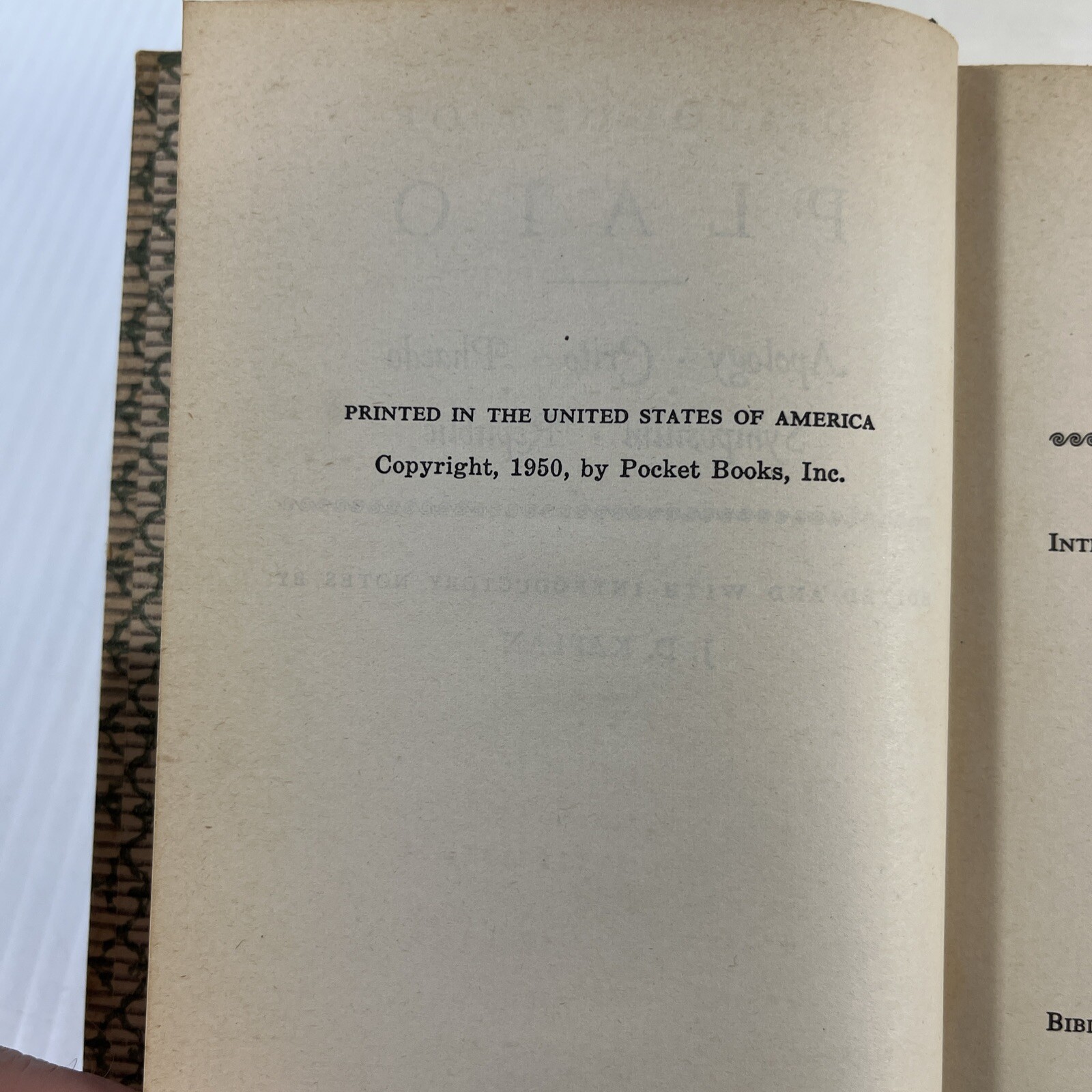 Plato Dialogues Hardcover 1951 Collectors Edition Pocket Books 1950