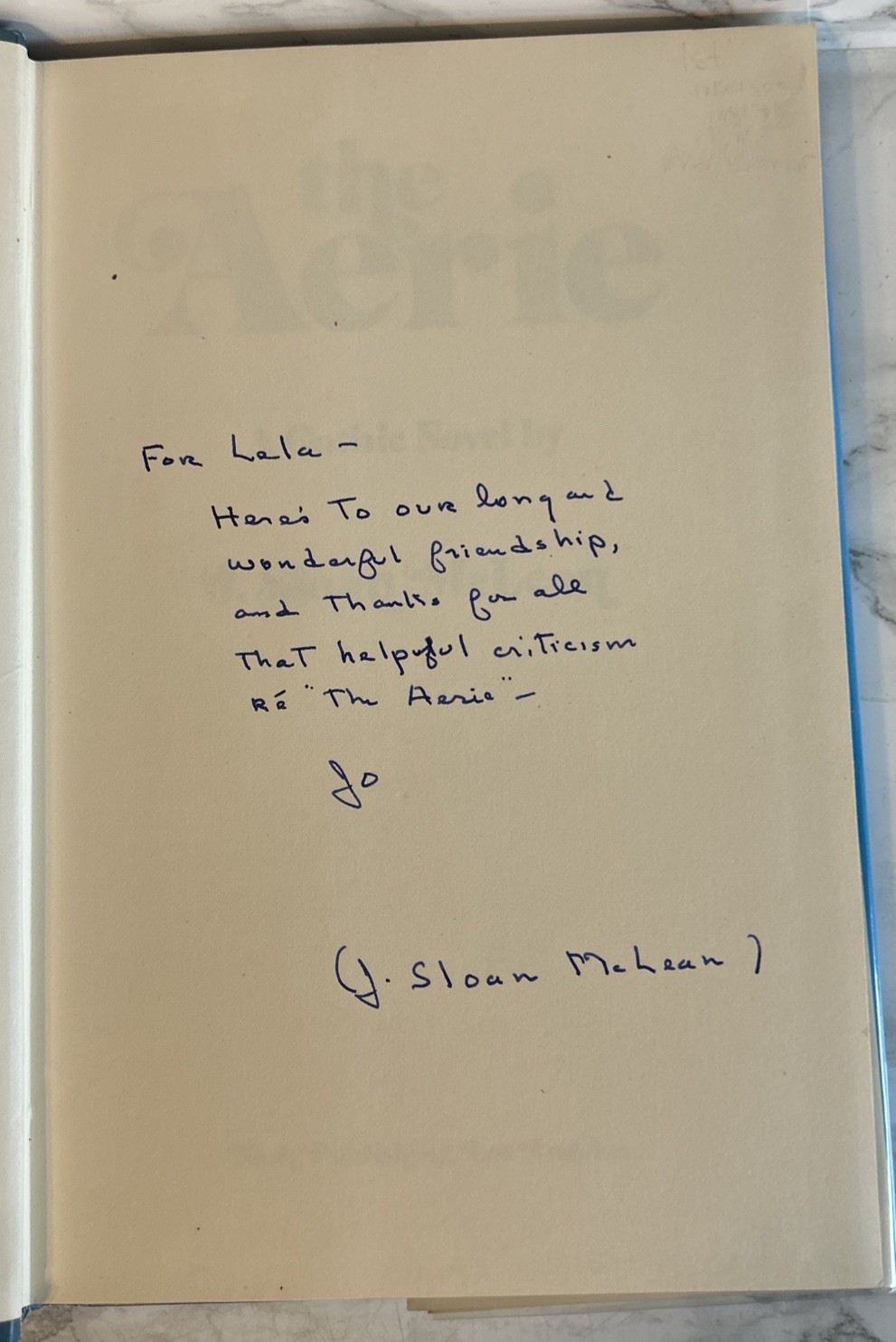 The Aerie J. Sloan McLean • A Children’s Gothic Story • Rare 1st Edition SIGNED