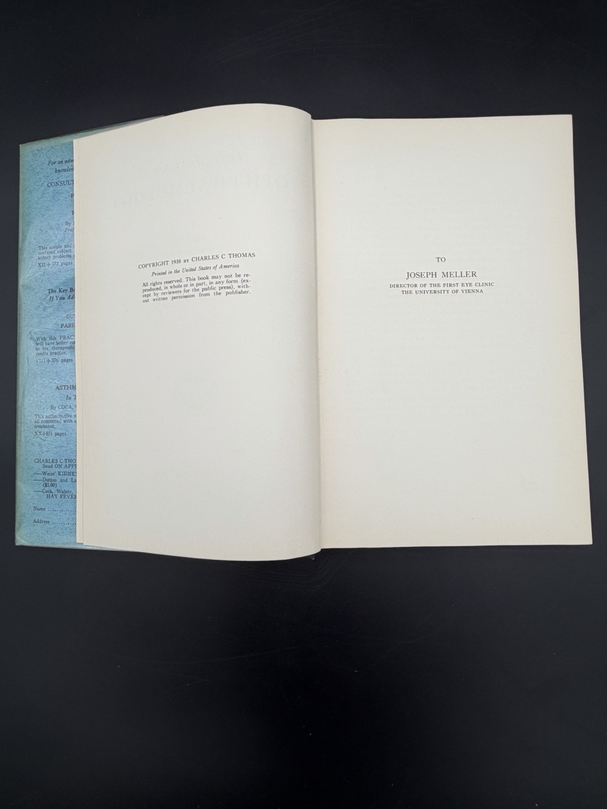 Antique Introduction to Ophthalmology 1938 Peter C. Kronfeld M.D. Medical Book