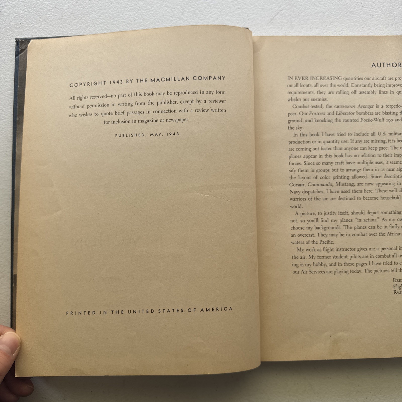 America’s Fighting Planes in Action By Reed Kinert 1943 Hardcover Book