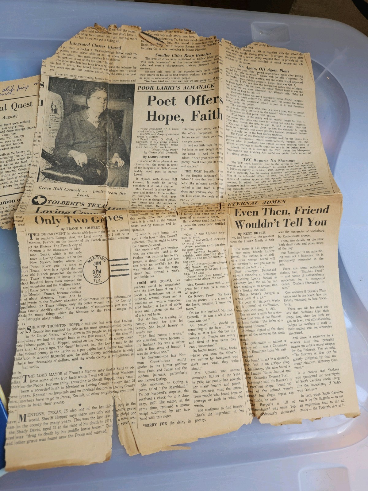 Two Autographed Poetry Books And Newspaper Clippings Of Grace Noll Crowell