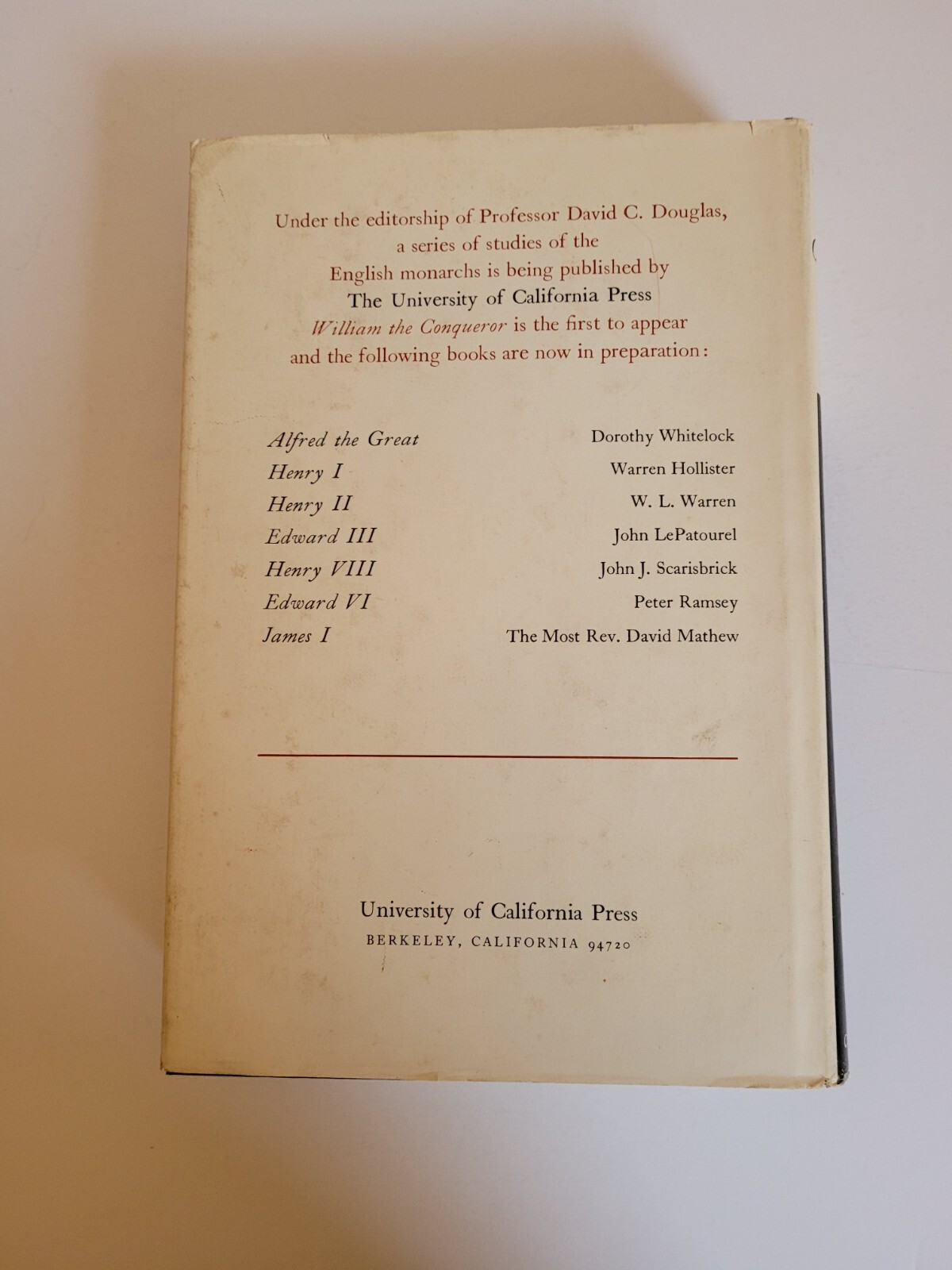William the Conqueror – Norman Impact Upon England by David C Douglas Hardcover