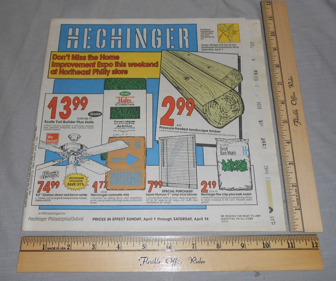Vintage 1990 HECHINGER Store Circular Print Ad Home Fashion Building Paints