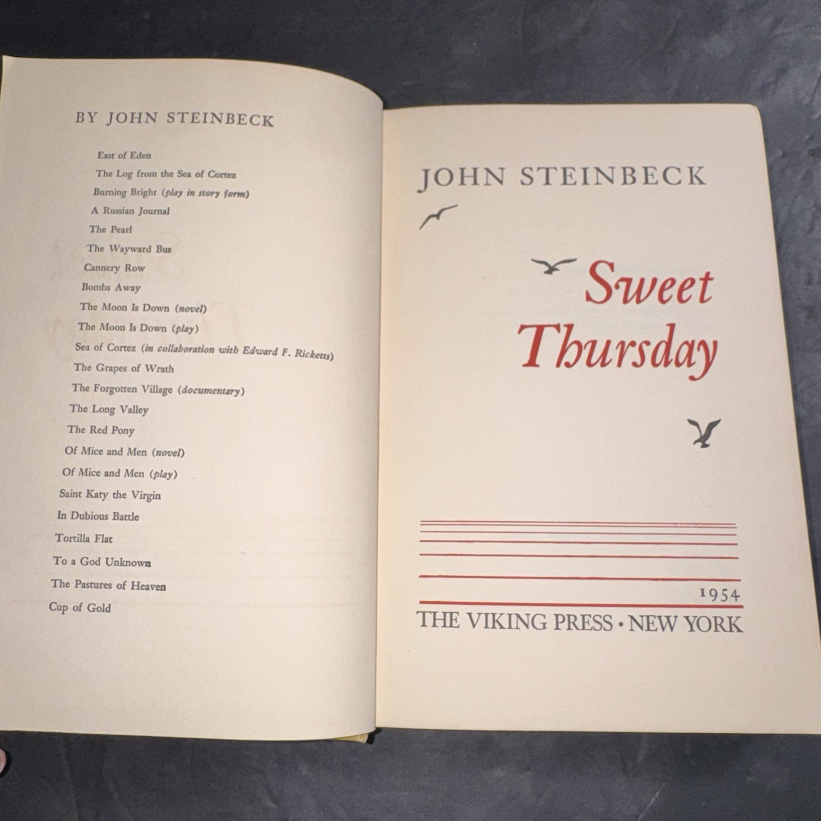 John Steinbeck Sweet Thursday 1954 Viking Press 1st Book Club Edition HC Book