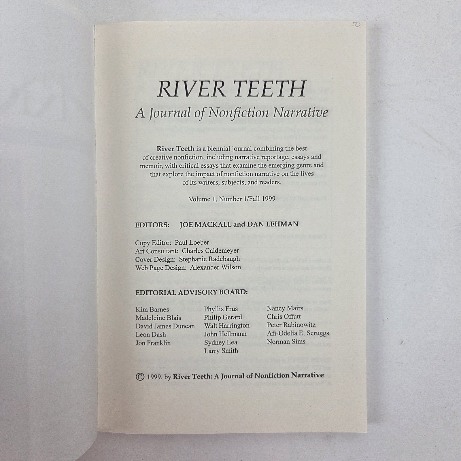 Joe Mackall / RIVER TEETH JOURNAL OF NONFICTION NARRATIVE with ALS Signed 1st ed