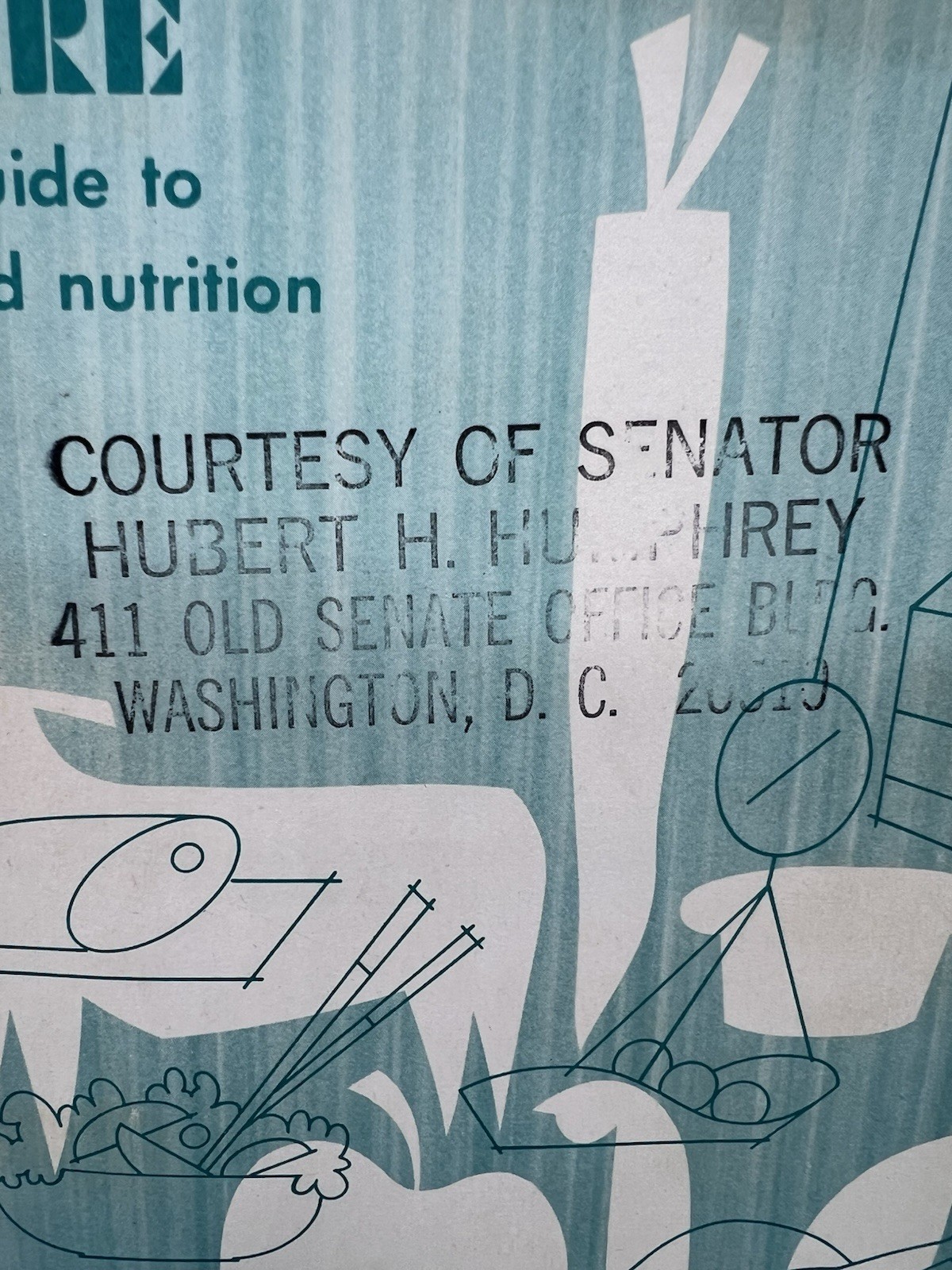 Sen Hubert Humphrey Stamped: Family Fare A Guide To Good Nutrition Food 1970
