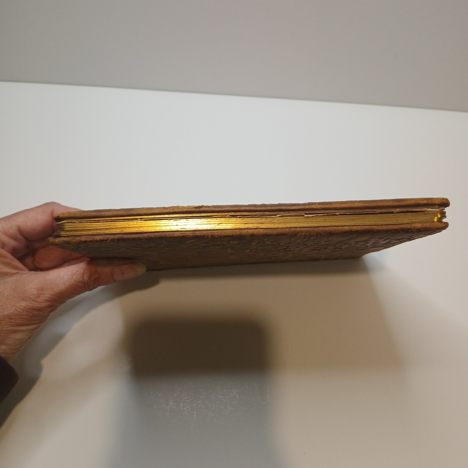 Beauties of tennyson antique collectable leather book 1885 embossed gold leaf