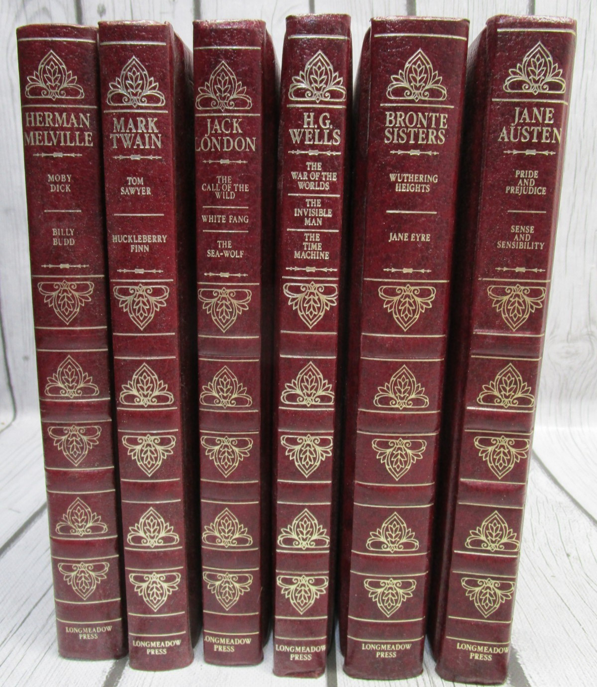 Longmeadow Press Bonded Leather Book Lot 6 Wells Twain Austen Bronte London +