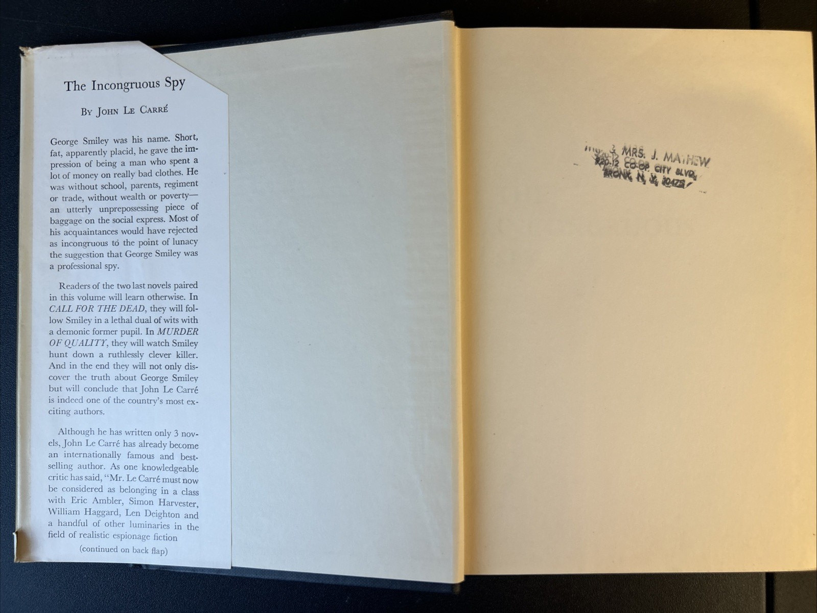 The Incongruous Spy Two Novels by John LeCarre 1964 Vintage HC