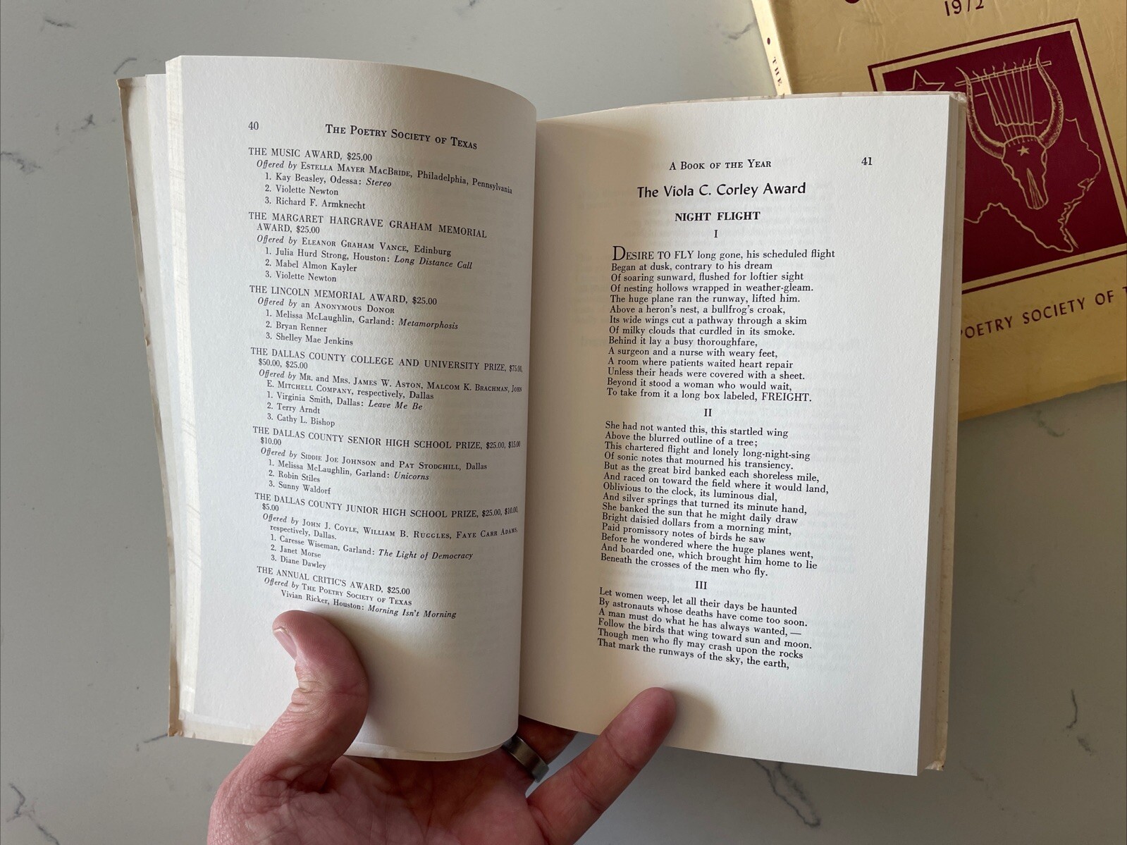 LOT of 2 – The Poetry Society of Texas A Book of the Year 1971/1972 (PB, Golden)