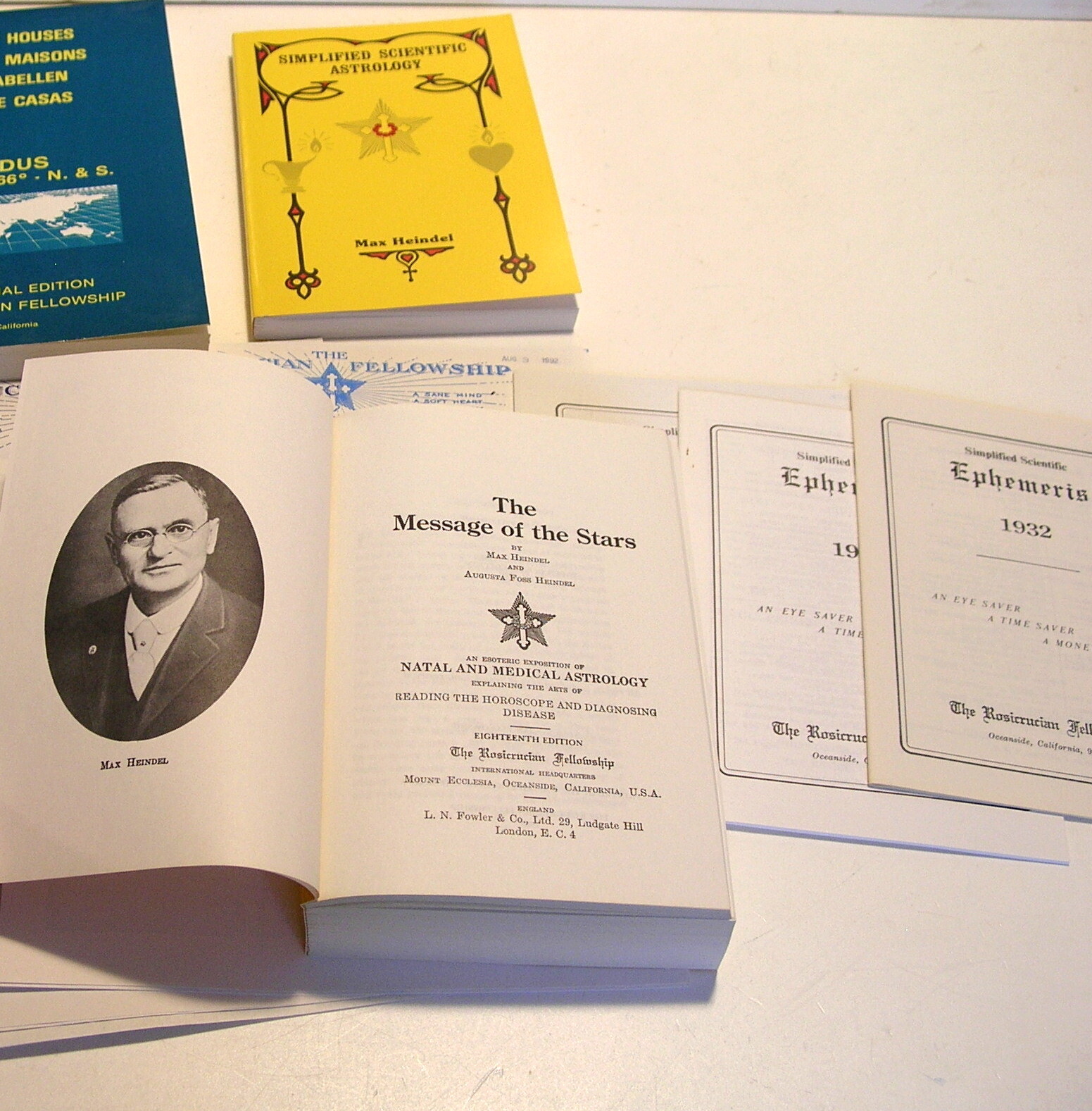 Rosicrucian Fellowship Books Astrology, Message of the Stars Tables of Houses
