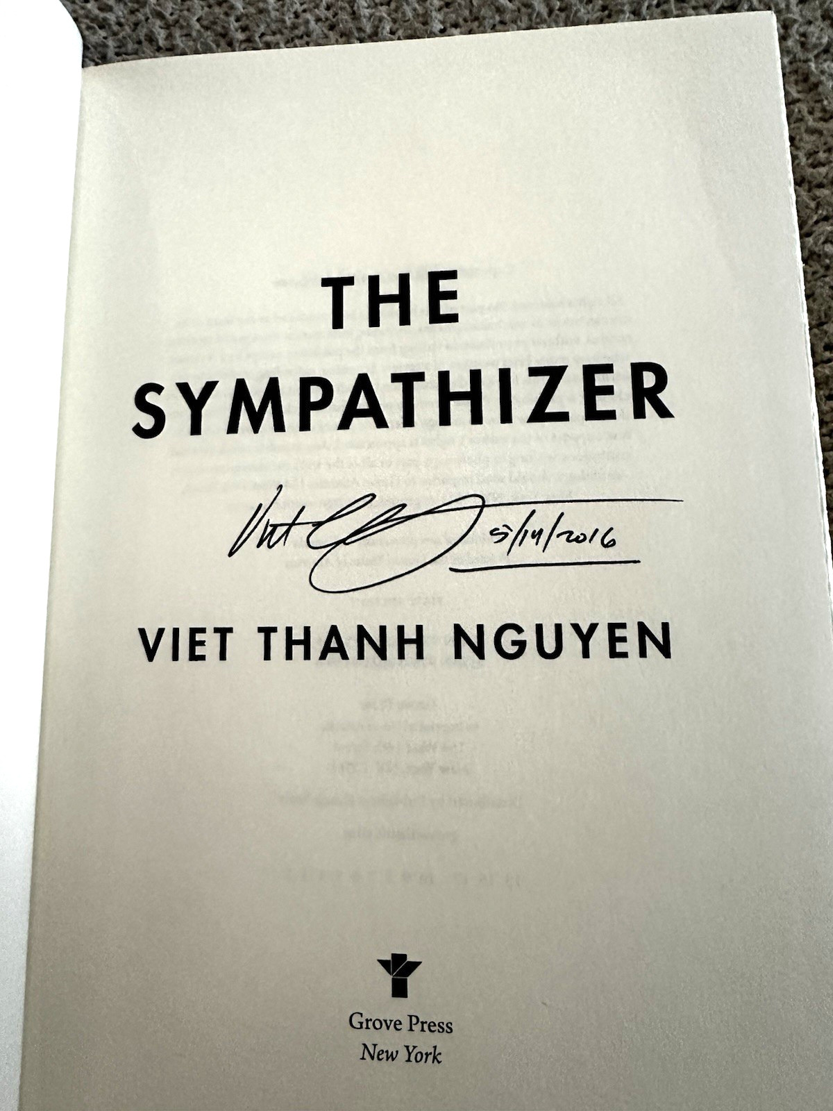 2015 (signed) 1st Ed./1st Print, The Sympathizer, Viet Thanh Nguyen, DJ