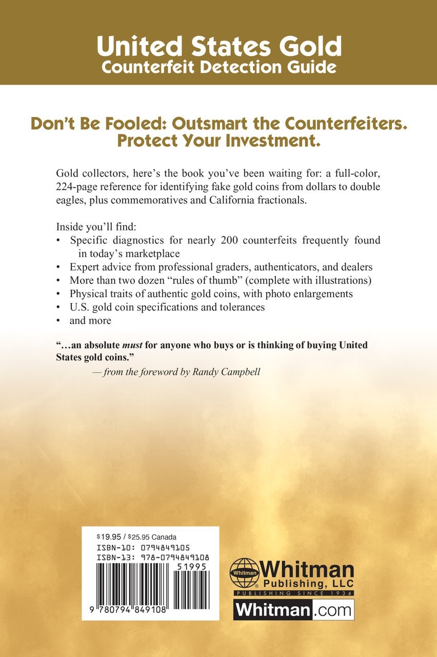 Whitman US Gold Coins Counterfeit Detection Guide Fake Eagles & More New Book