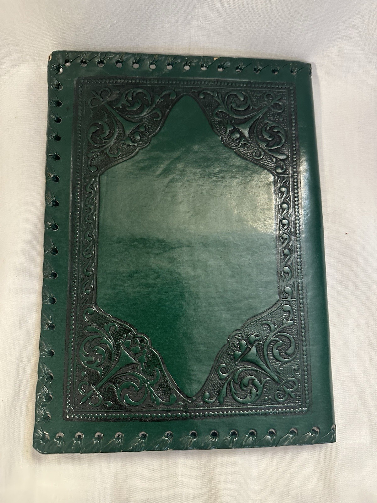 Vintage 1930’s Italian Leather Portfolio Book Cover With Embossed Lion