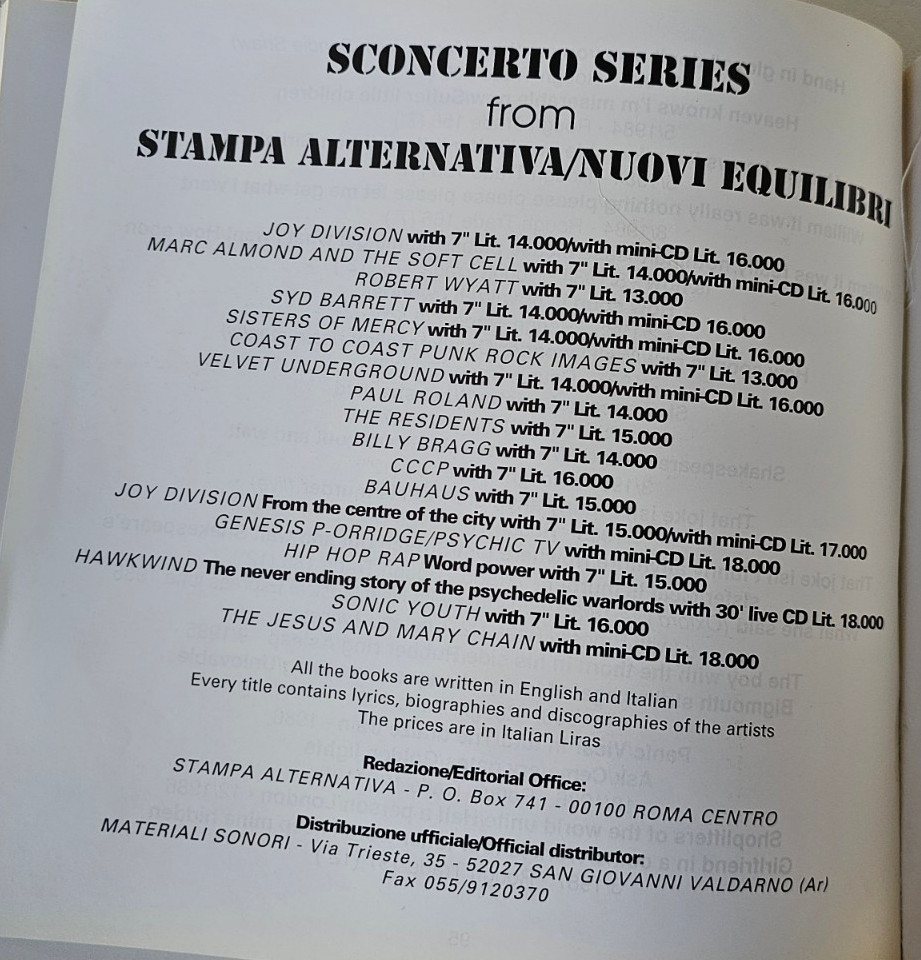 OOP Vtg SMITHS 1982-1987 BILINGUAL LYRIC BOOK Illus ITALIAN ENG +LIVE MINI-CD