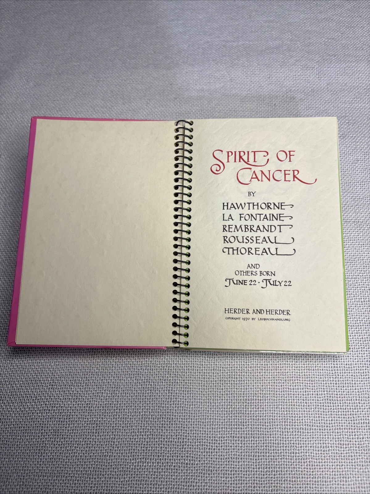 The Spirit Of Cancer Vintage Astrology Book 1970