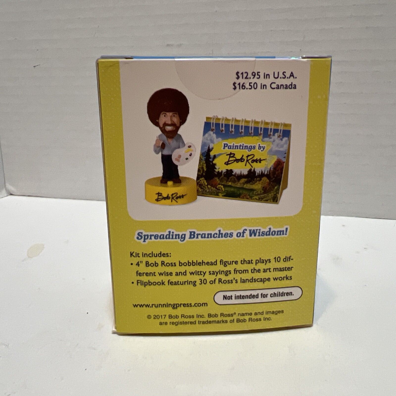 NEW RP Minis Bob Ross Bobblehead Sound of Witty Sayings & Flipbook 30 Paintings
