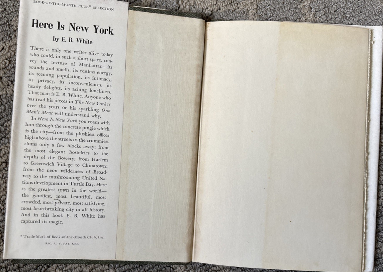 HERE IS NEW YORK 1949 by E.B. White First Edition – HC/DJ
