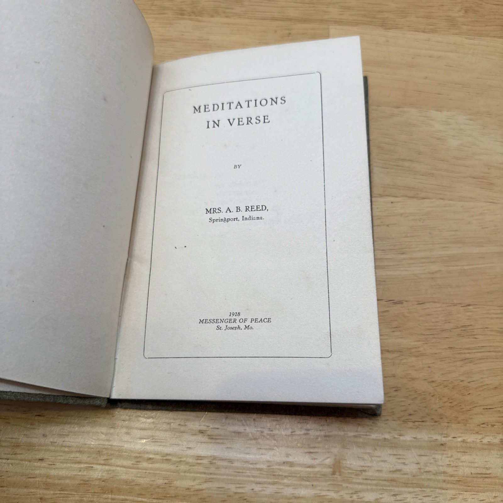 Meditations in Verse by Mrs. A.B. Reed, 1918 rare spritual religious text