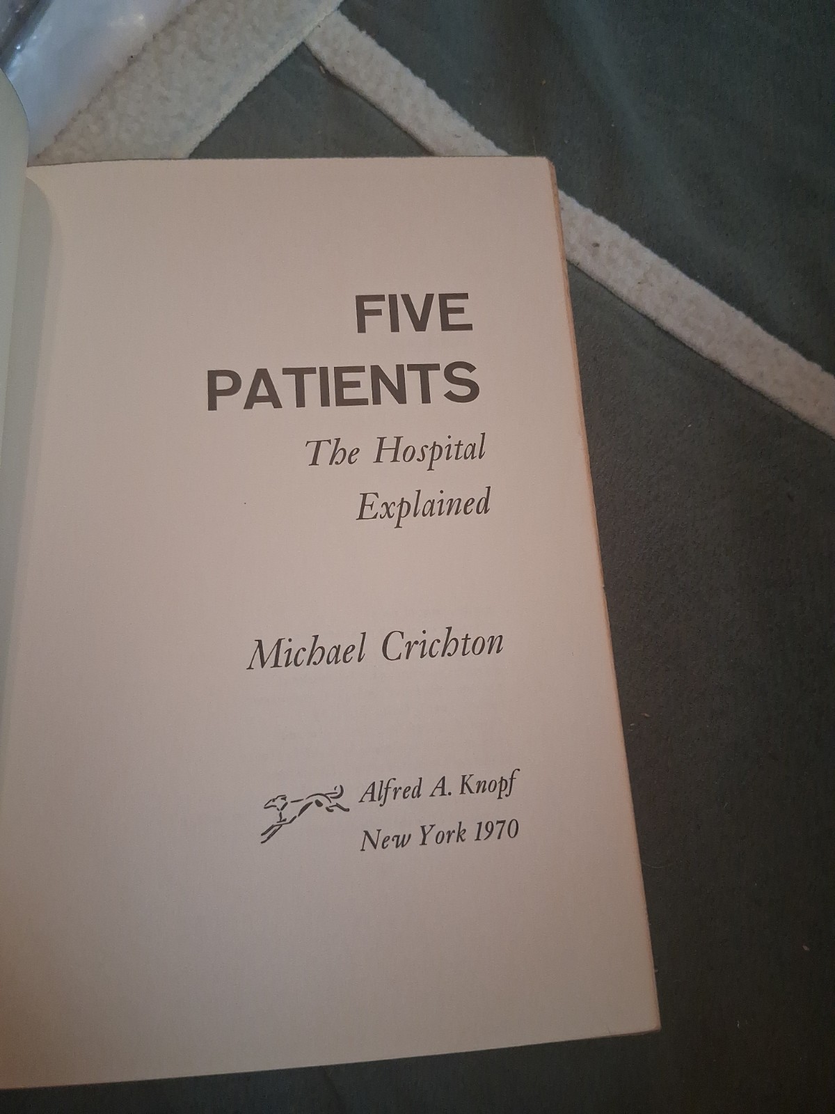 1970 stated 1st ed. MICHAEL CRICHTON Five Patients VG dj hb