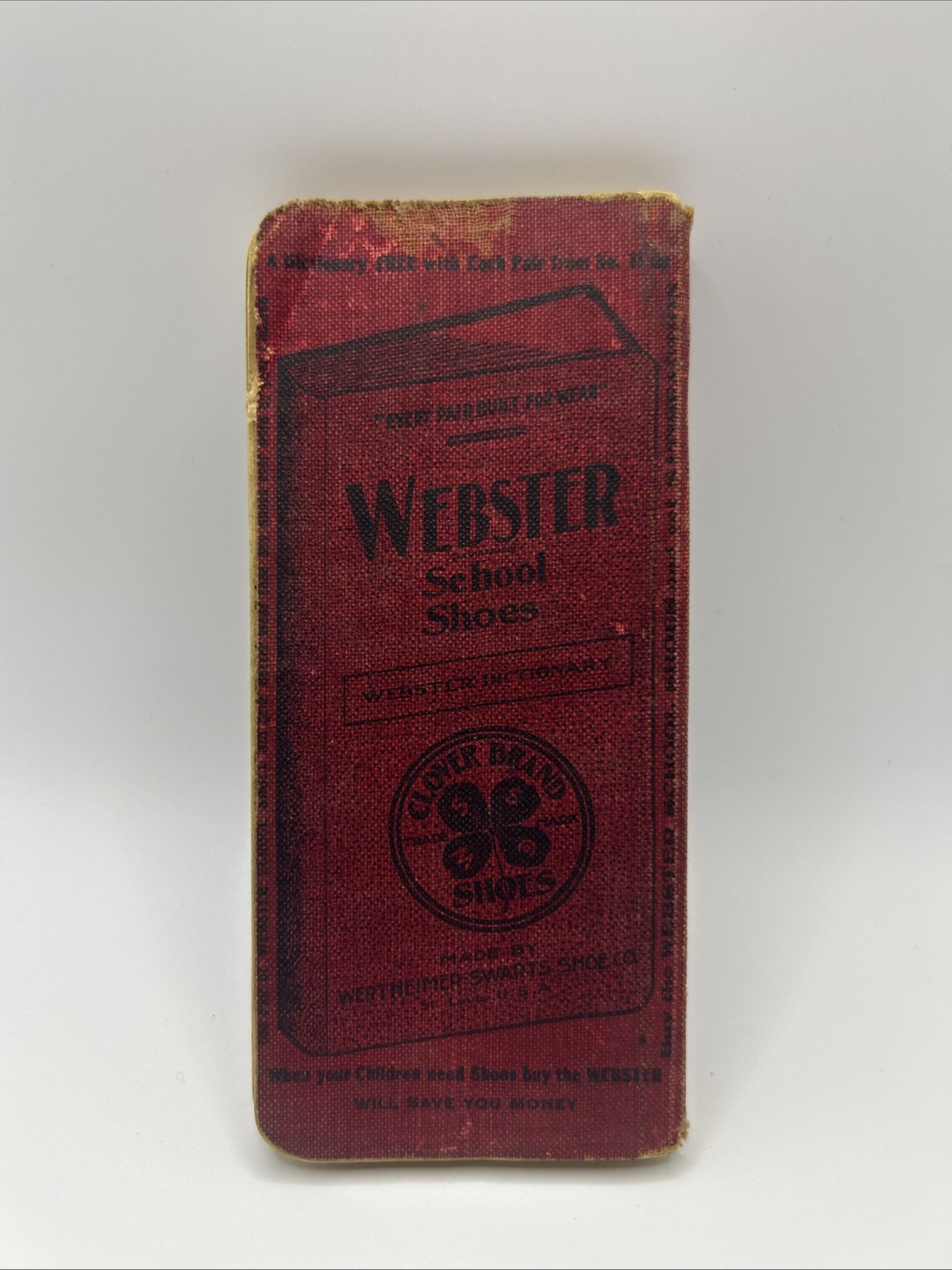 1897 WEBSTER Vest Pocket Dictionary Antique Miniature Red Cloth Book