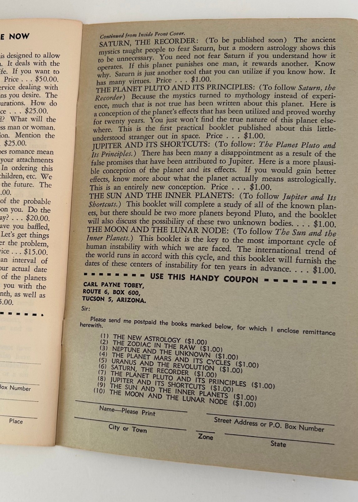 The New Astrology – Carl Payne Tobey – 5 Pamphlets – 1952