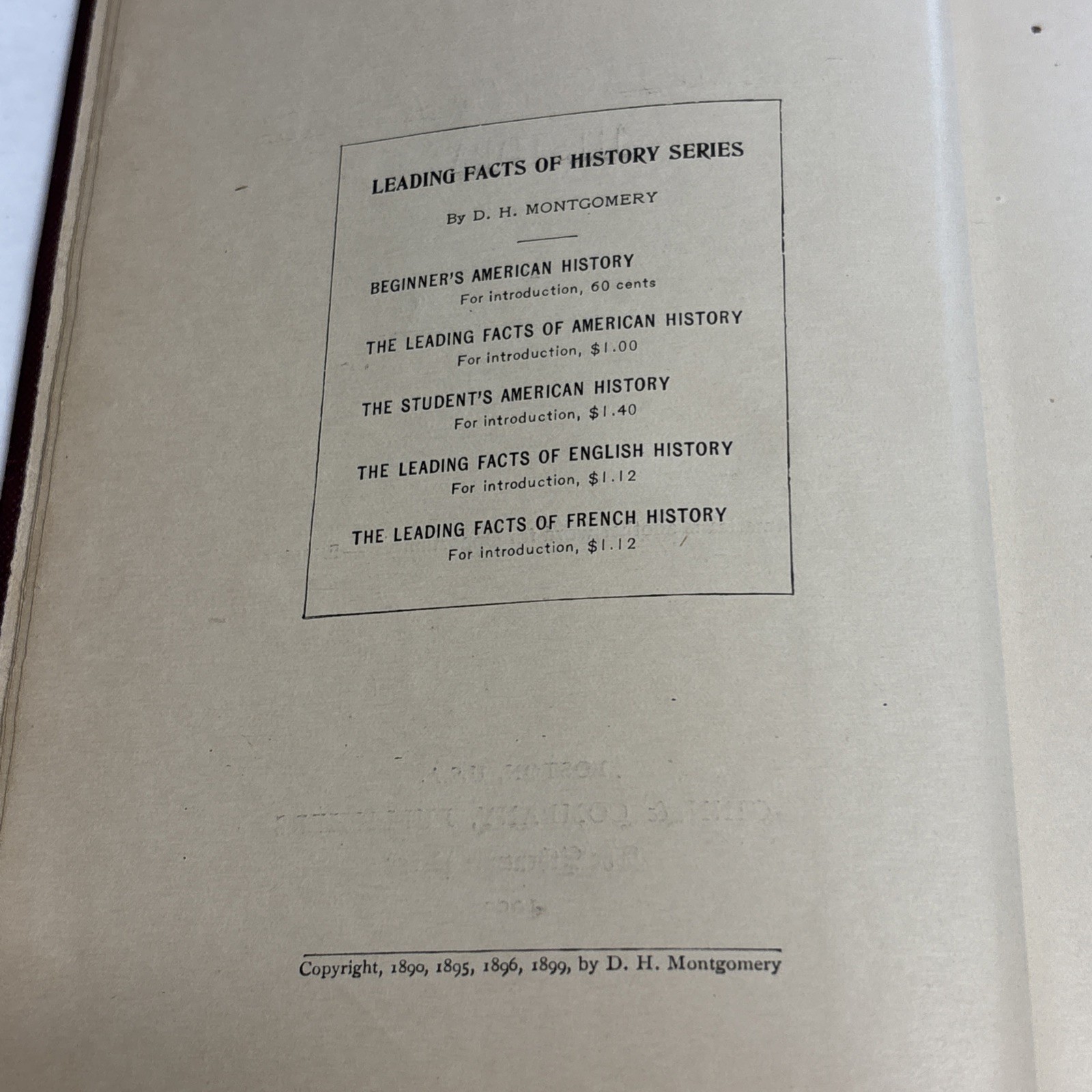 The Leading Facts of American History Series 1903 Montgomery Vintage Hardcover