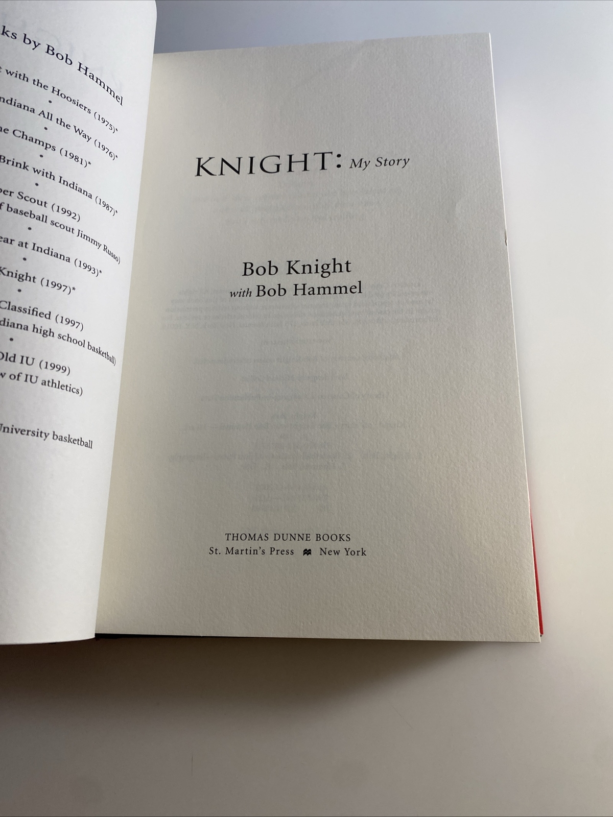 BOB KNIGHT 2002 COLLEGE BASKETBALL LEGENDARY COACH MEMOIR Book zbc