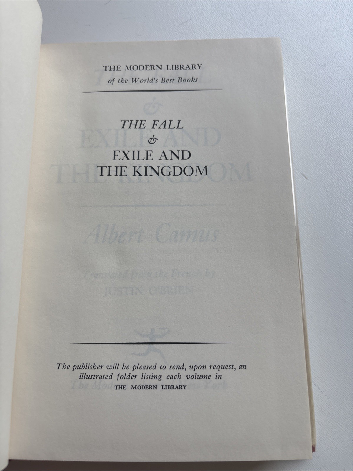 Albert Camus, The Fall & Exile and the Kingdom, vintage Modern Library (1960s)