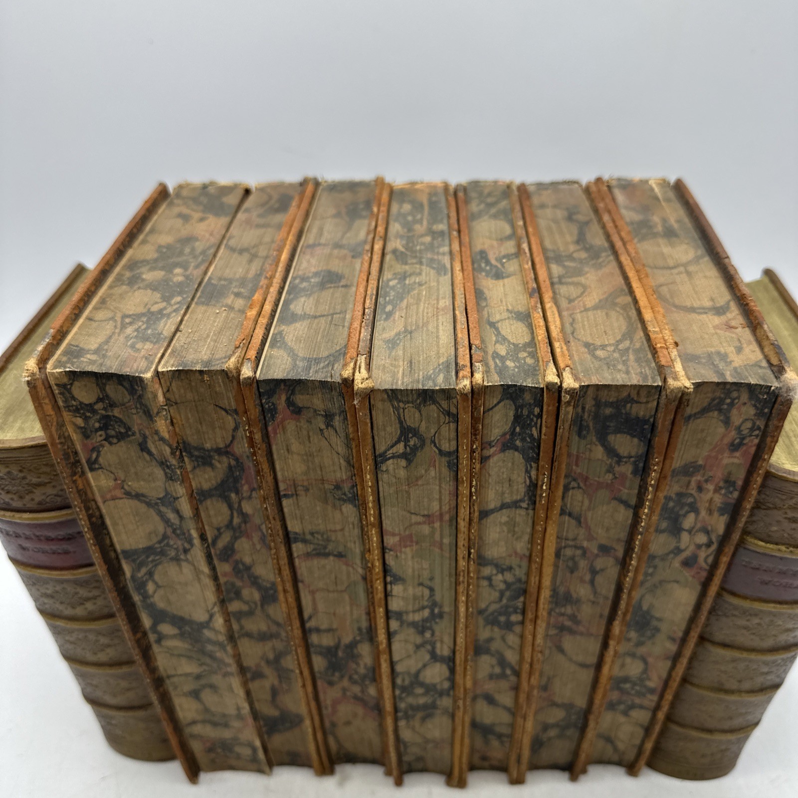 Poetical Works John Milton 1809 7 Vol Set Leather Rebinding Antique (AC66)