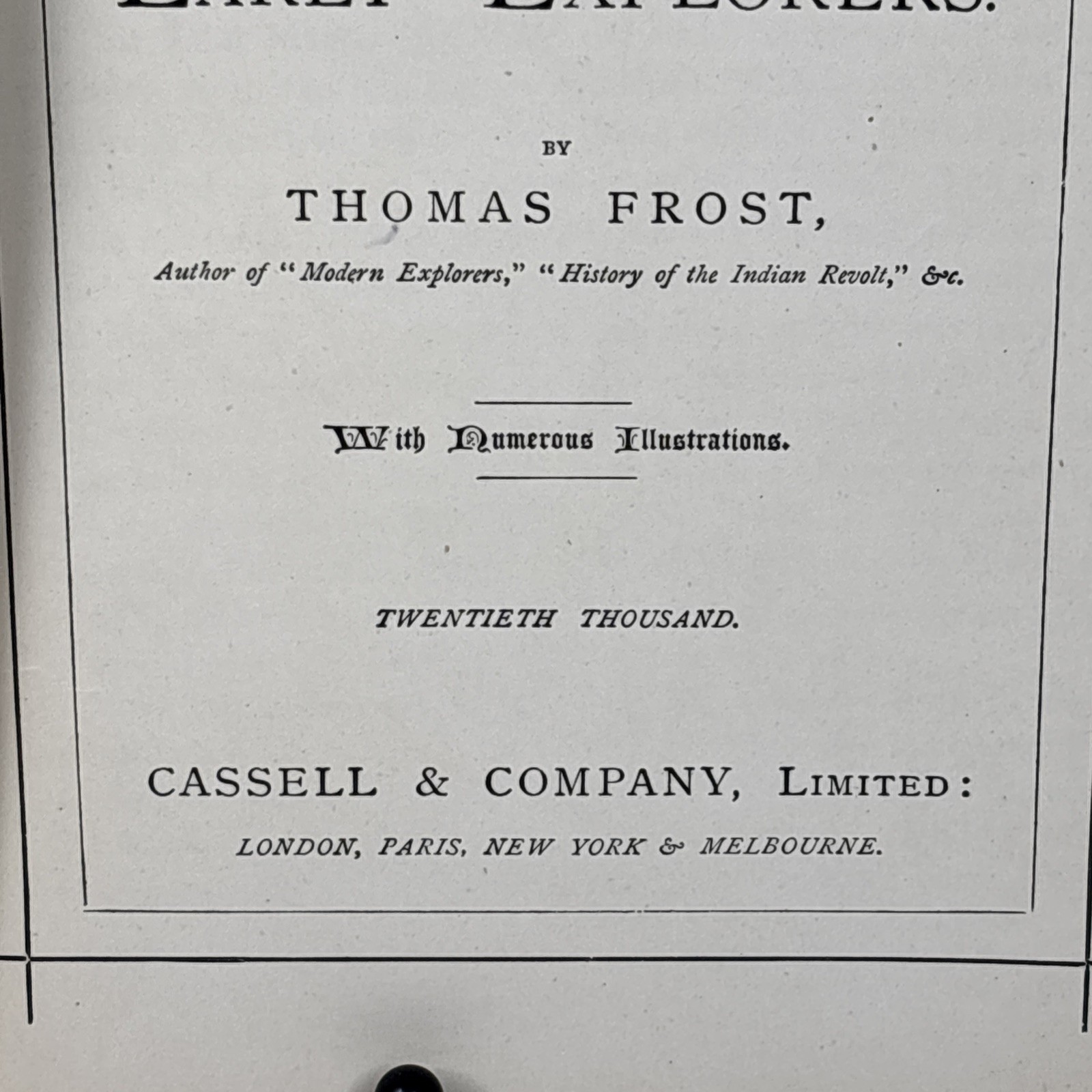 Half Hours with the Early Explorers by Thomas Frost c1887 hardback