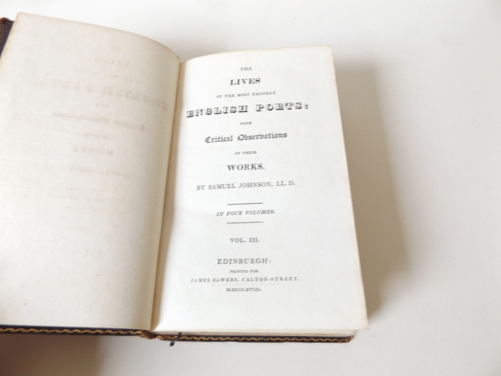 1818 JOHNSON’S LIVES of the ENGLISH POETS 4Vol. LEATHER BINDING Poetry